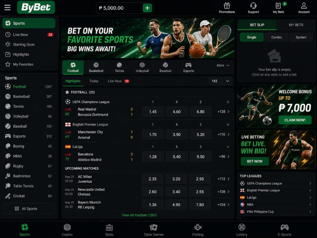 ByBet sports betting interface dashboard